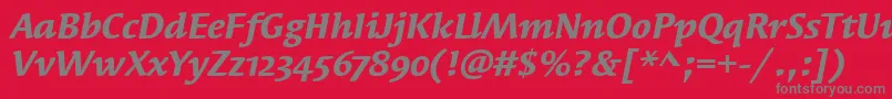 フォントSyndorOsItcTtBolditalic – 赤い背景に灰色の文字