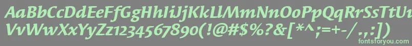 フォントSyndorOsItcTtBolditalic – 灰色の背景に緑のフォント