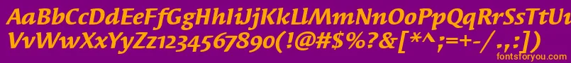 SyndorOsItcTtBolditalic Font – Orange Fonts on Purple Background