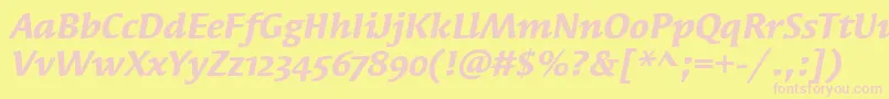SyndorOsItcTtBolditalic Font – Pink Fonts on Yellow Background