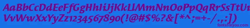 SyndorOsItcTtBolditalic Font – Purple Fonts on Blue Background