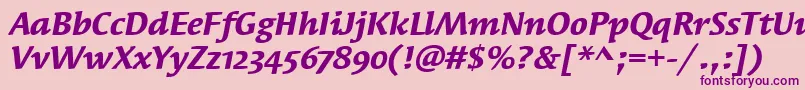 SyndorOsItcTtBolditalic Font – Purple Fonts on Pink Background