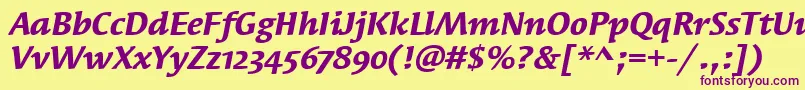SyndorOsItcTtBolditalic Font – Purple Fonts on Yellow Background