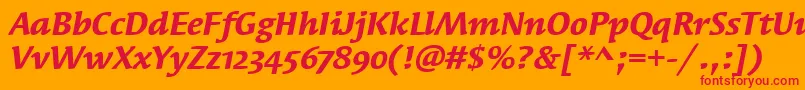 SyndorOsItcTtBolditalic Font – Red Fonts on Orange Background