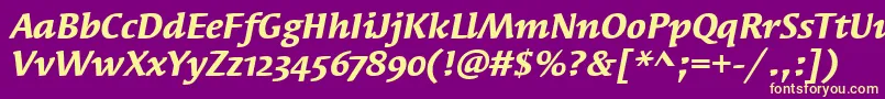 SyndorOsItcTtBolditalic Font – Yellow Fonts on Purple Background