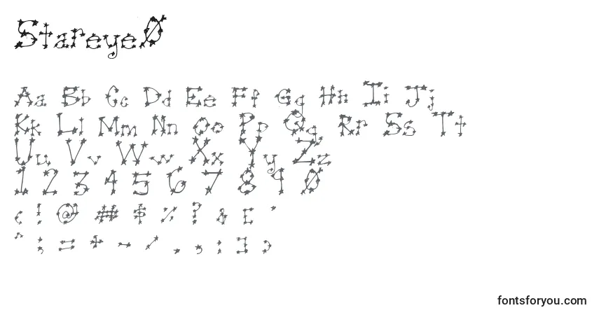 A fonte Stareye0 – alfabeto, números, caracteres especiais