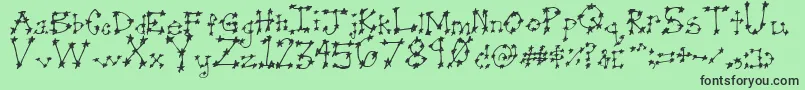 Stareye0-fontti – mustat fontit vihreällä taustalla