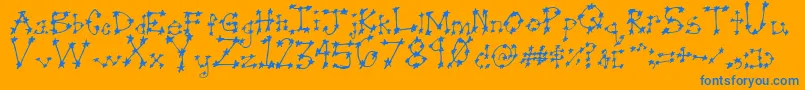 Stareye0-Schriftart – Blaue Schriften auf orangefarbenem Hintergrund