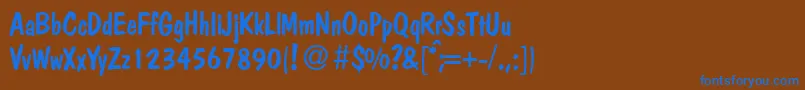 PolcasualRegular Font – Blue Fonts on Brown Background