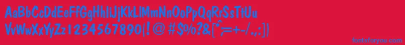 PolcasualRegular Font – Blue Fonts on Red Background