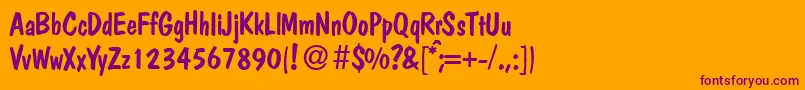 PolcasualRegular-Schriftart – Violette Schriften auf orangefarbenem Hintergrund