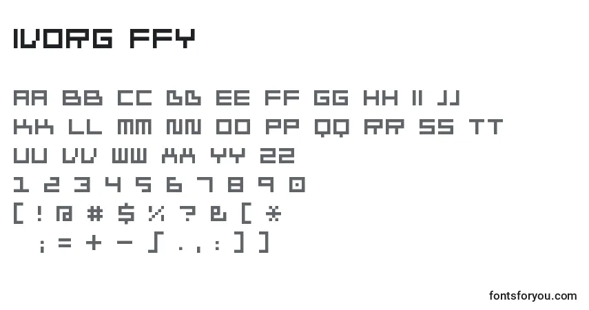 A fonte Ivorg ffy – alfabeto, números, caracteres especiais