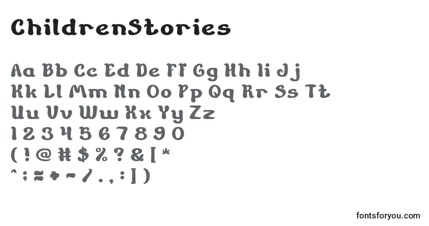 Czcionka ChildrenStories – alfabet, cyfry, specjalne znaki
