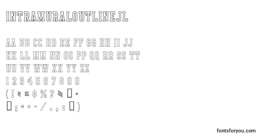 Шрифт IntramuralOutlineJl – алфавит, цифры, специальные символы