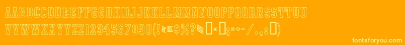 IntramuralOutlineJl-Schriftart – Gelbe Schriften auf orangefarbenem Hintergrund