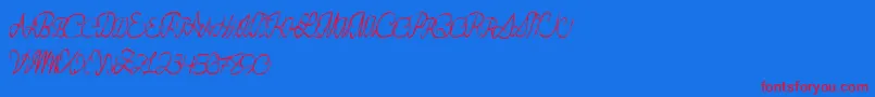 Flashdance-Schriftart – Rote Schriften auf blauem Hintergrund