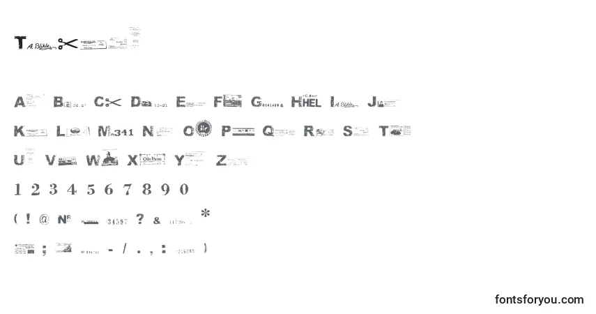 A fonte Ticksu – alfabeto, números, caracteres especiais