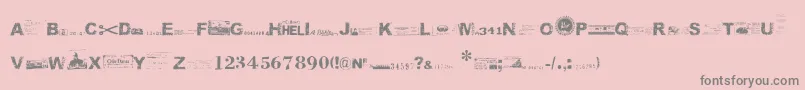 Ticksu-fontti – harmaat kirjasimet vaaleanpunaisella taustalla