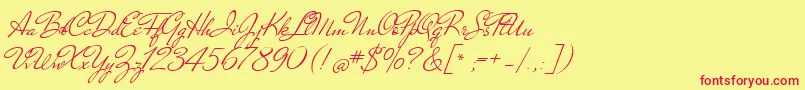 NicolettaScript Font – Red Fonts on Yellow Background