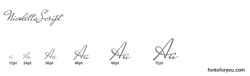 NicolettaScript Font Sizes