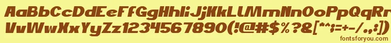 Fonte JustDoGoodItalic – fontes marrons em um fundo amarelo