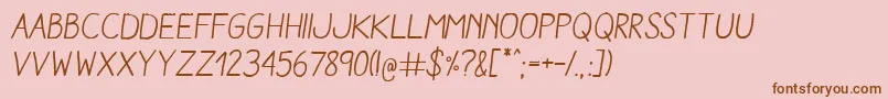 フォントAracneRegularItalic – ピンクの背景に茶色のフォント