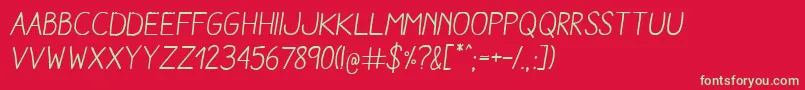 フォントAracneRegularItalic – 赤い背景に緑の文字