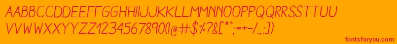 AracneRegularItalic-fontti – punaiset fontit oranssilla taustalla