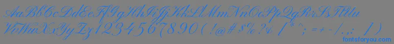 PinyonscriptRegular-Schriftart – Blaue Schriften auf grauem Hintergrund