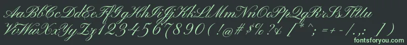 PinyonscriptRegular Font – Green Fonts on Black Background