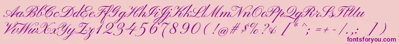 Fonte PinyonscriptRegular – fontes roxas em um fundo rosa