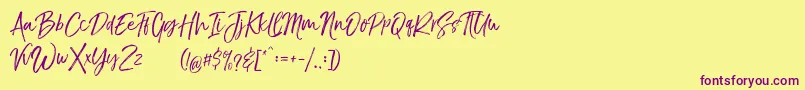 TheBraggestDemo Font – Purple Fonts on Yellow Background