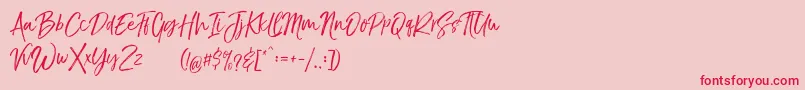 TheBraggestDemo-Schriftart – Rote Schriften auf rosa Hintergrund