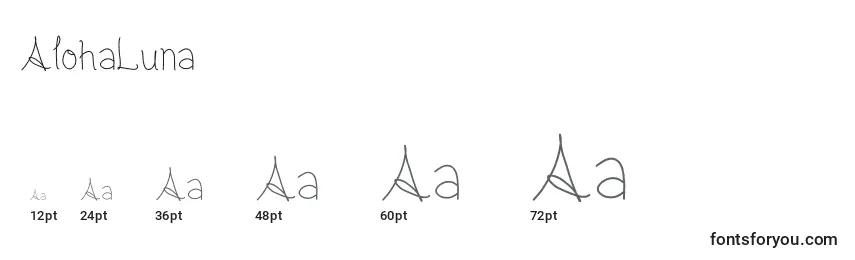 Размеры шрифта AlohaLuna