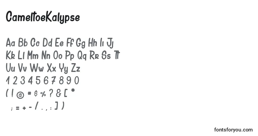 A fonte CameltoeKalypse – alfabeto, números, caracteres especiais