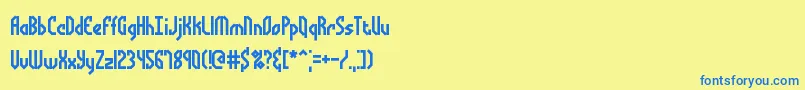 フォントBocumaAngleBrk – 青い文字が黄色の背景にあります。