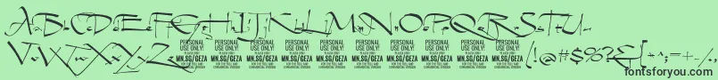 GezascriptPersonalUse Font – Black Fonts on Green Background