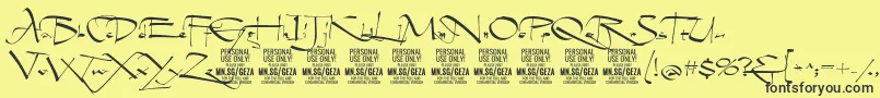 GezascriptPersonalUse Font – Black Fonts on Yellow Background