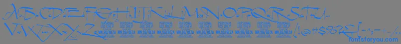 GezascriptPersonalUse Font – Blue Fonts on Gray Background