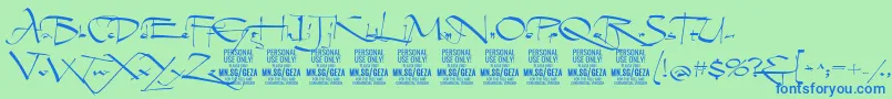 GezascriptPersonalUse Font – Blue Fonts on Green Background