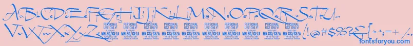 GezascriptPersonalUse Font – Blue Fonts on Pink Background