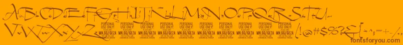 GezascriptPersonalUse Font – Brown Fonts on Orange Background