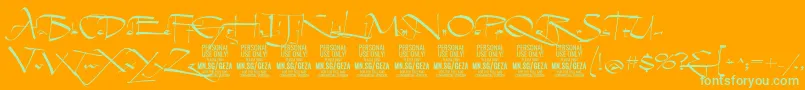 GezascriptPersonalUse Font – Green Fonts on Orange Background