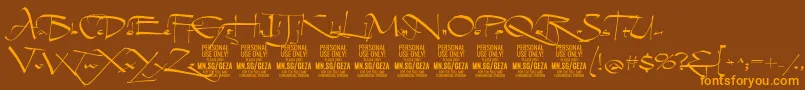 GezascriptPersonalUse Font – Orange Fonts on Brown Background