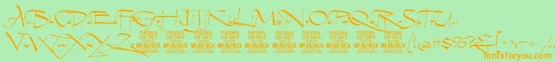 GezascriptPersonalUse Font – Orange Fonts on Green Background