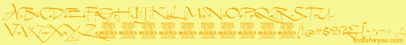 GezascriptPersonalUse Font – Orange Fonts on Yellow Background