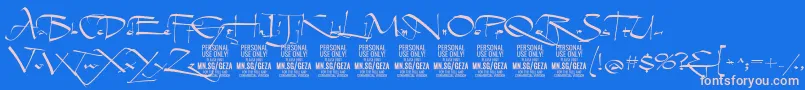 GezascriptPersonalUse Font – Pink Fonts on Blue Background