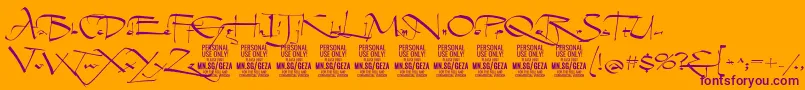 GezascriptPersonalUse Font – Purple Fonts on Orange Background