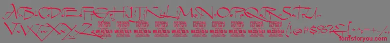 フォントGezascriptPersonalUse – 赤い文字の灰色の背景