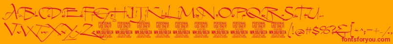 GezascriptPersonalUse Font – Red Fonts on Orange Background